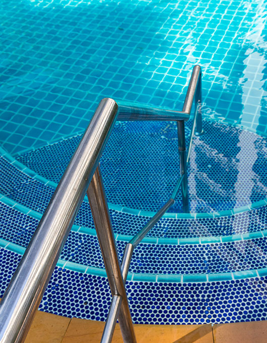 Ladder stainless handrails for descent swimming pool