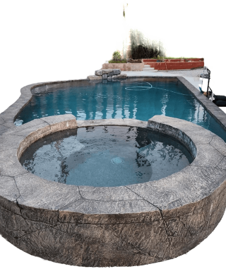 A serene pool surrounded by a stone wall